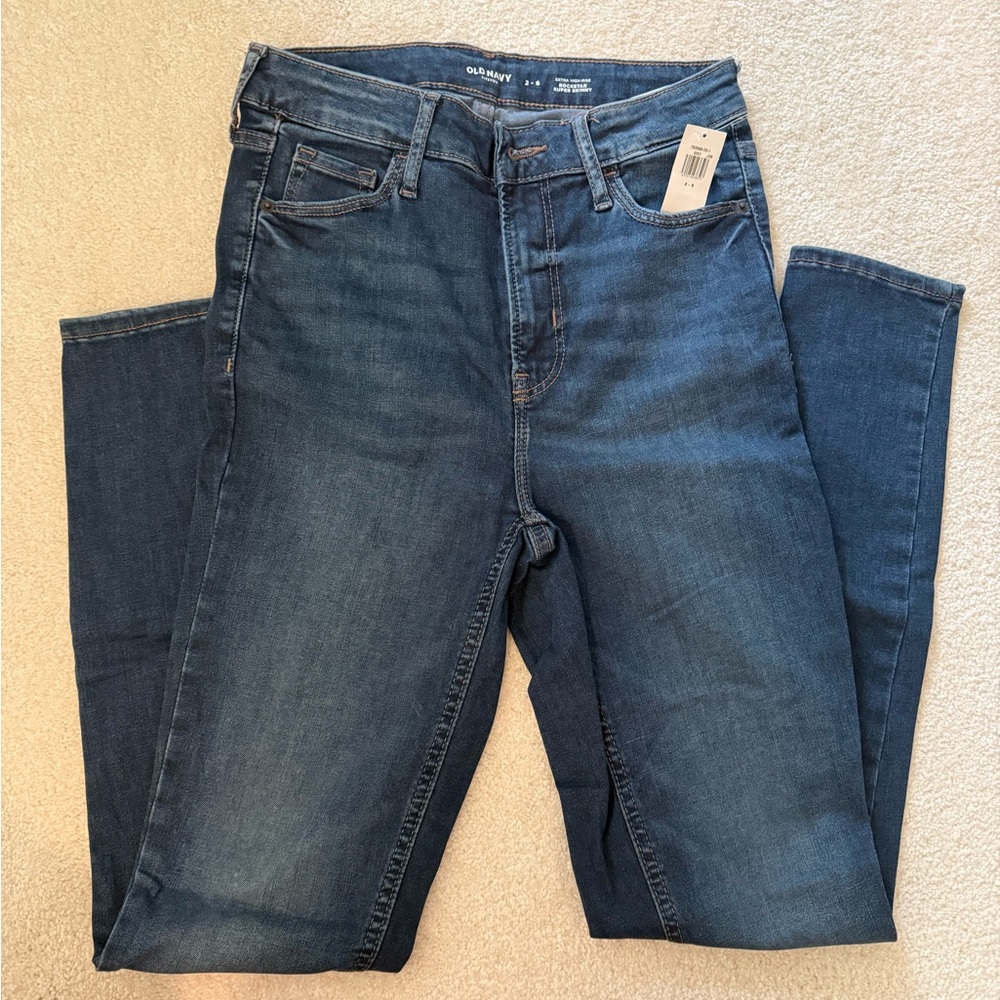 Old Navy Women's Dark Blue Straight Leg Jeans